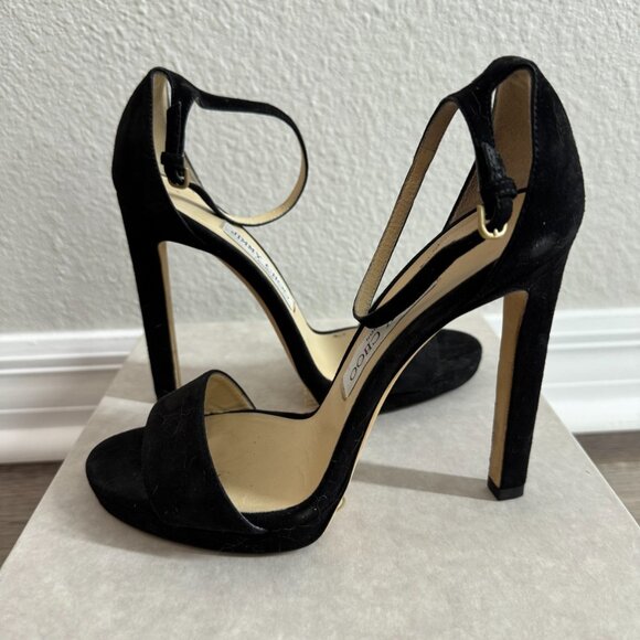 Jimmy Choo Misty 120 Suede Sandals Black - Picture 4 of 7